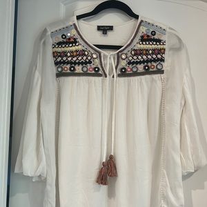 Lord & Taylor Embroidered blouse Size XS